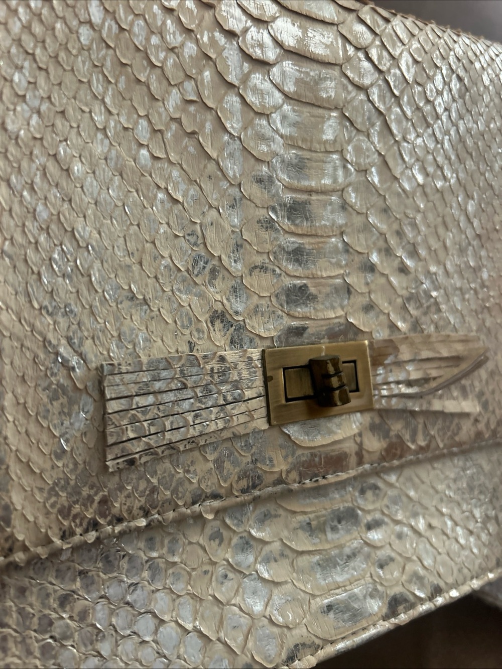 Metallic Python-Texture Crossbody Bag in Light Silver - Picture 4 of 7